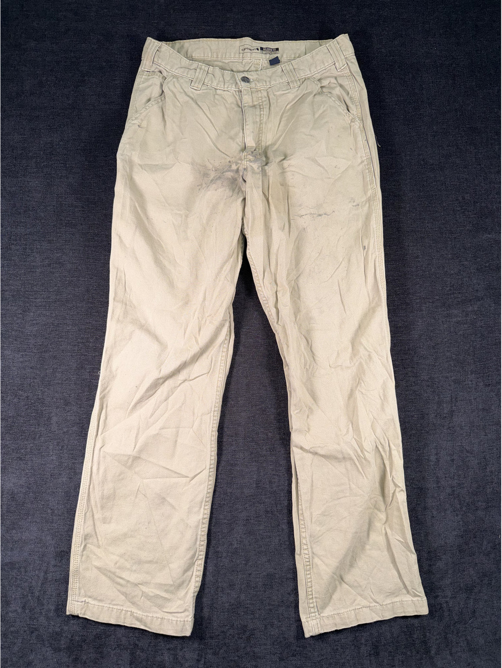 Carhartt Relaxed Fit Men's Khaki Pants 34x34 Cotton Blend